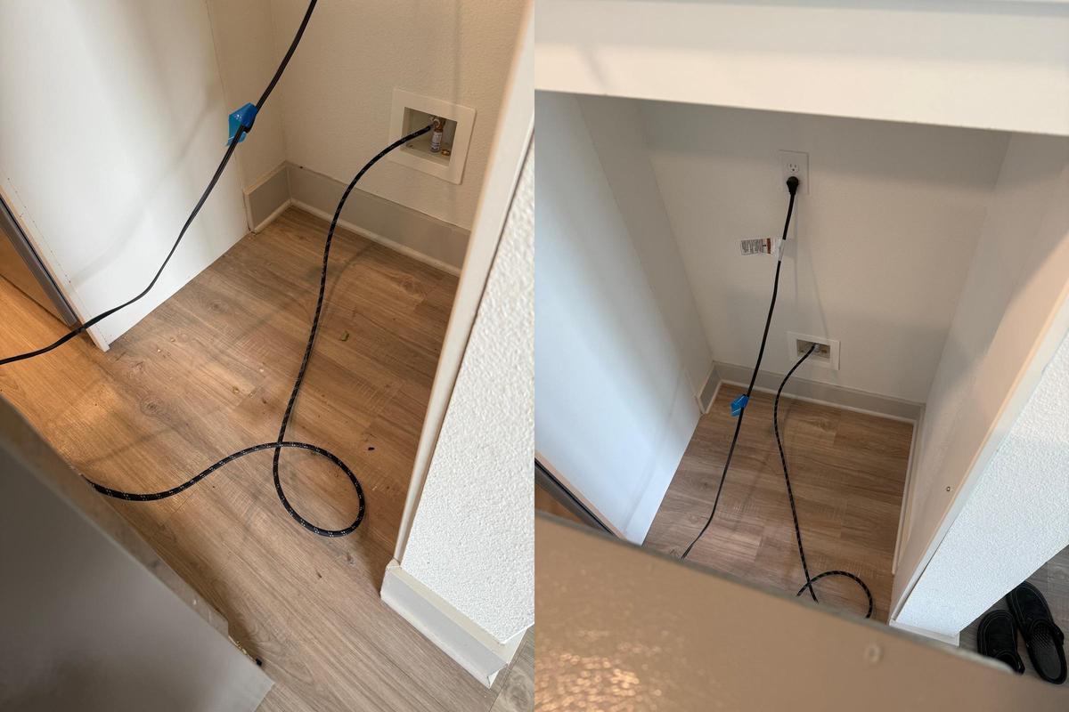 Behind fridge before and after cleaning